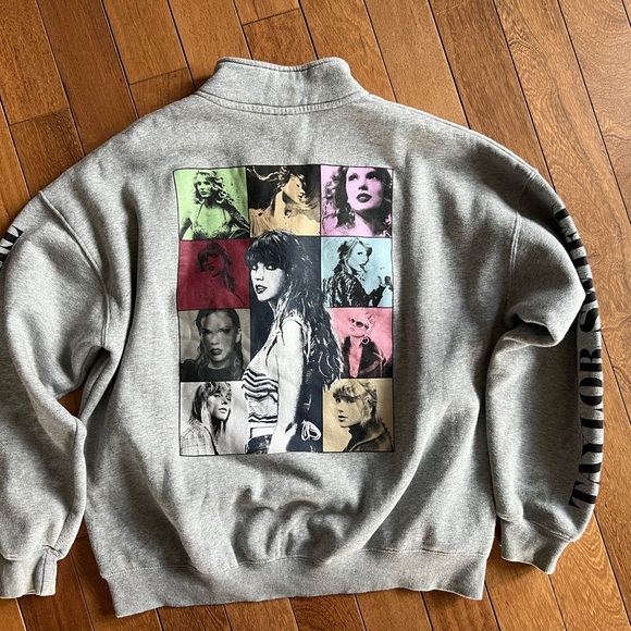 Taylor Swift Grey 1/4 Quarter-Zip Pullover Sweatshirt The Eras Tour Concert - Picture 2 of 5